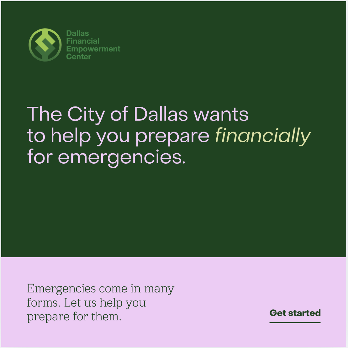 The City of Dallas wants to help you prepare financially for emergencies campaign preview